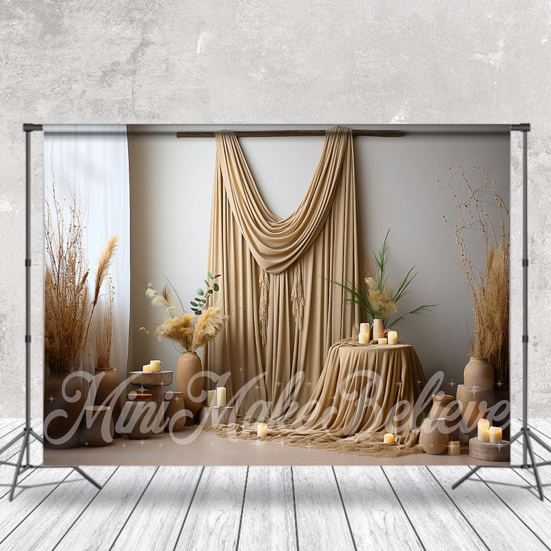 Aperturee - Curtain Dried Flowers Indoor Boho Photo Backdrop