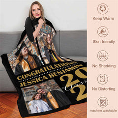 Lofaris Custom 2023 Collage Graduates Blanket With Photo