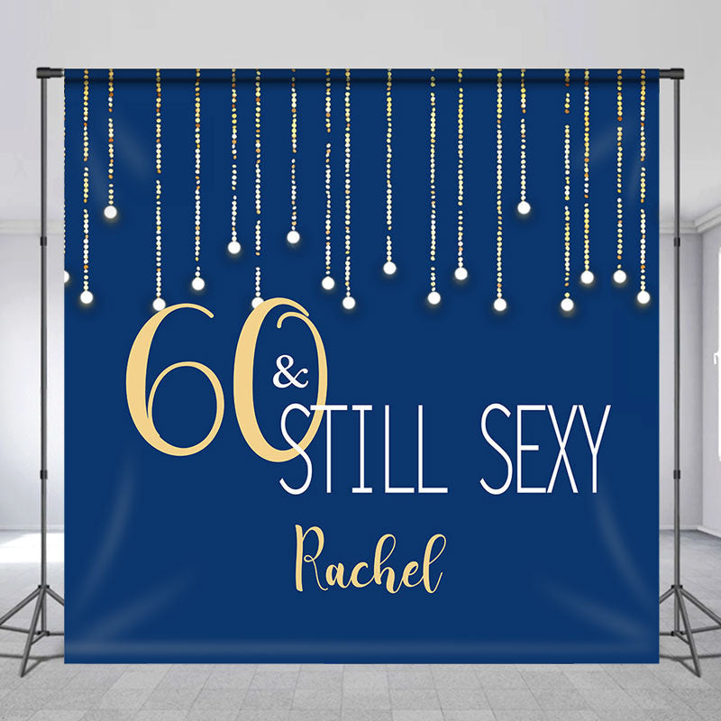 Aperturee - Custom 60th Birthday Blue Gold Photo Booth Backdrop