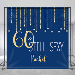 Aperturee - Custom 60th Birthday Blue Gold Photo Booth Backdrop