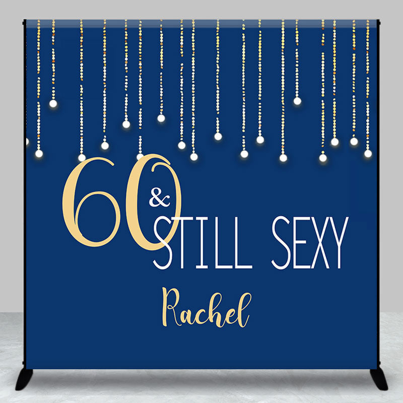 Aperturee - Custom 60th Birthday Blue Gold Photo Booth Backdrop