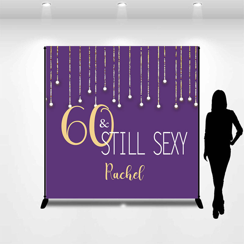 Aperturee - Custom 60th Birthday Purple Gold Photo Booth Backdrop