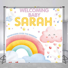 Aperturee - Custom Adorable Pink Rainbow Baby Shower Backdrop for Girl