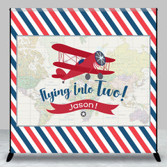 Aperturee - Custom Airplane Stripe Map 2nd Birthday Backdrop