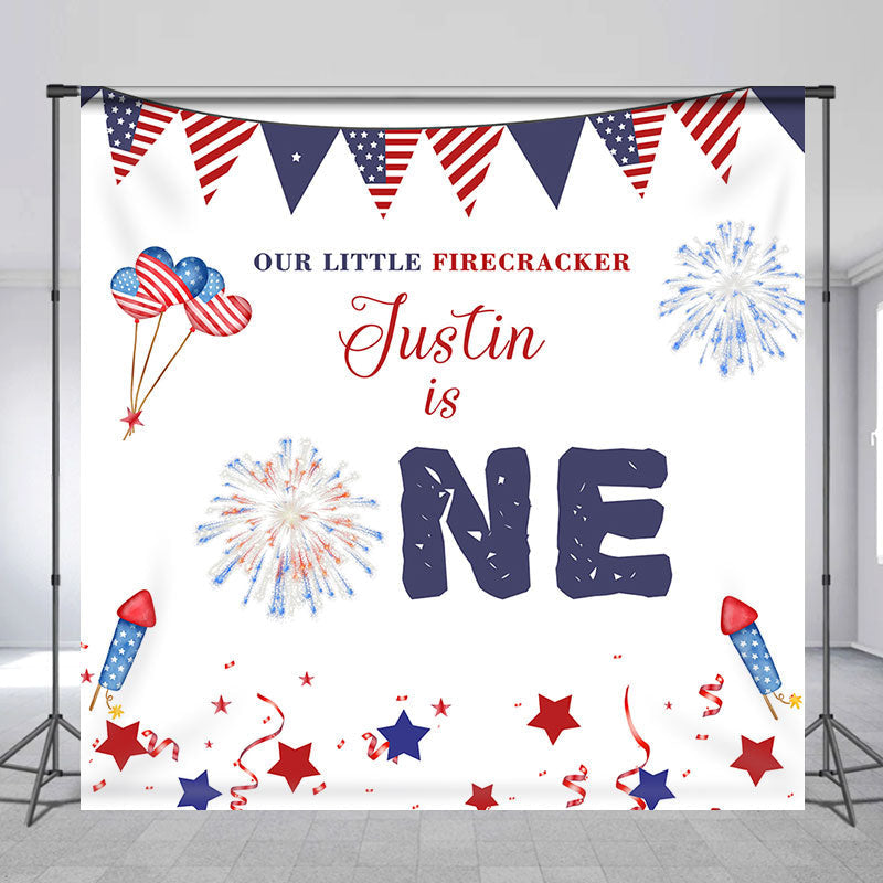 Aperturee - Custom American Flag July of 4 Birthday Backdrop for Boy