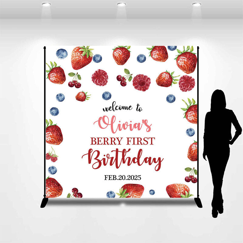 Aperturee - Custom Baby Girl Berry First Birthday Backdrop