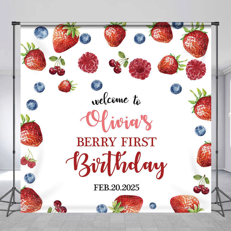 Aperturee - Custom Baby Girl Berry First Birthday Backdrop