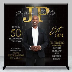 Aperturee - Custom Black Brick 50th Birthday Celebration Backdrop