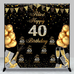 Aperturee - Custom Black Gold Balloons 40th Birthday Backdrop