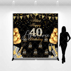 Aperturee - Custom Black Gold Balloons 40th Birthday Backdrop