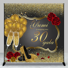 Aperturee - Custom Black Gold High Heels 30th Birthday Backdrop