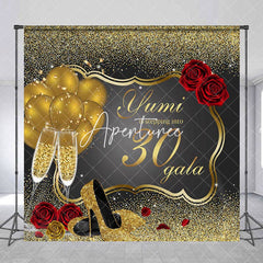 Aperturee - Custom Black Gold High Heels 30th Birthday Backdrop