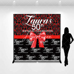 Aperturee - Custom Black Red 50th Birthday Celebration Backdrop