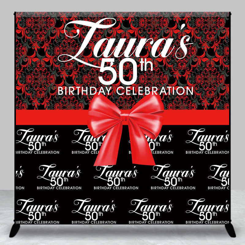 Aperturee - Custom Black Red 50th Birthday Celebration Backdrop