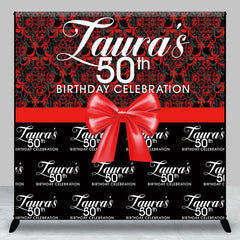 Aperturee - Custom Black Red 50th Birthday Celebration Backdrop