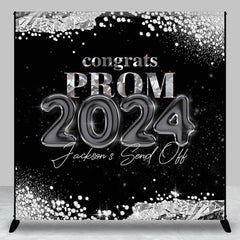 Aperturee - Custom Black Silver Elegant Prom Graduation Backdrop