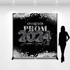 Aperturee - Custom Black Silver Elegant Prom Graduation Backdrop