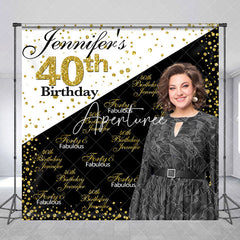 Aperturee - Custom Black White Gold Glitter 40th Birthday Backdrop