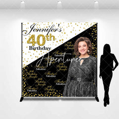 Aperturee - Custom Black White Gold Glitter 40th Birthday Backdrop