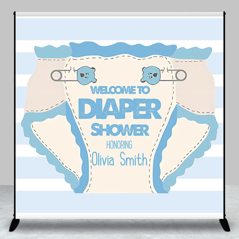 Aperturee - Custom Blue Diaper And Wipes Shower Baby Backdrop