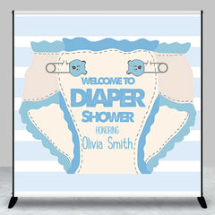 Aperturee - Custom Blue Diaper And Wipes Shower Baby Backdrop