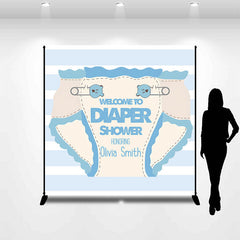 Aperturee - Custom Blue Diaper And Wipes Shower Baby Backdrop