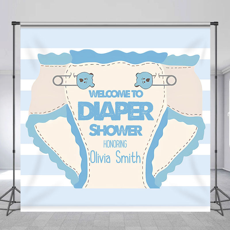 Aperturee - Custom Blue Diaper And Wipes Shower Baby Backdrop