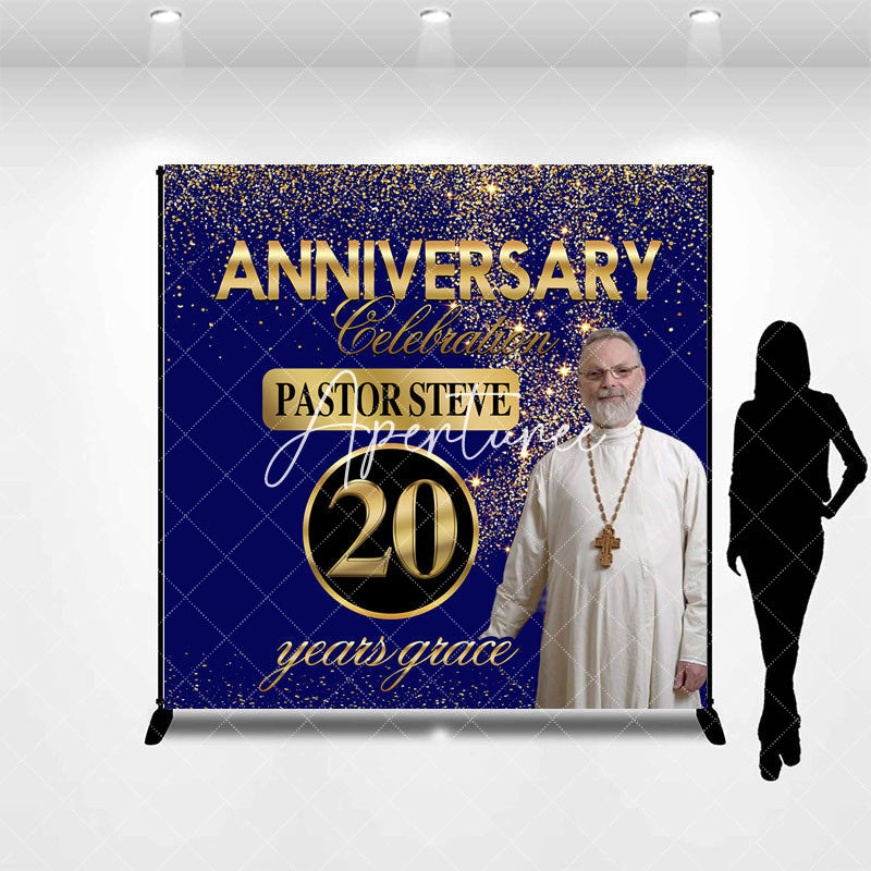 Aperturee - Custom Blue Gold 20th Pastoral Anniversary Backdrop