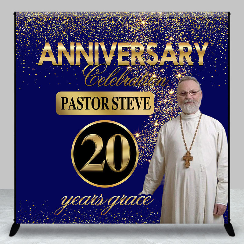 Aperturee - Custom Blue Gold 20th Pastoral Anniversary Backdrop