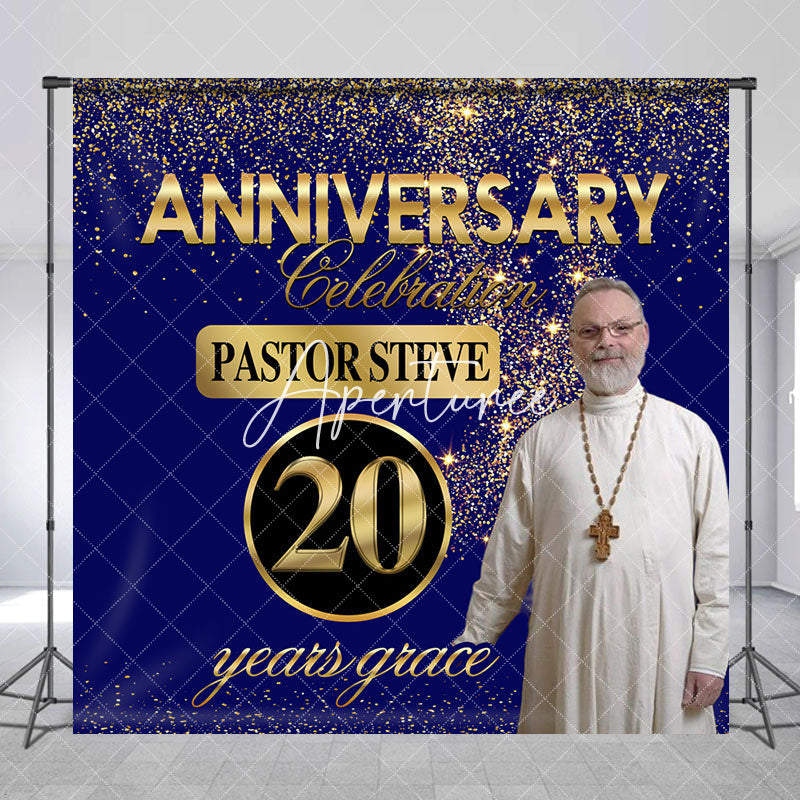 Aperturee - Custom Blue Gold 20th Pastoral Anniversary Backdrop