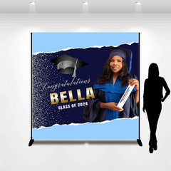 Aperturee - Custom Blue Paper Slit Glitter Graduation Backdrop