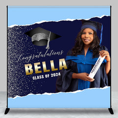 Aperturee - Custom Blue Paper Slit Glitter Graduation Backdrop