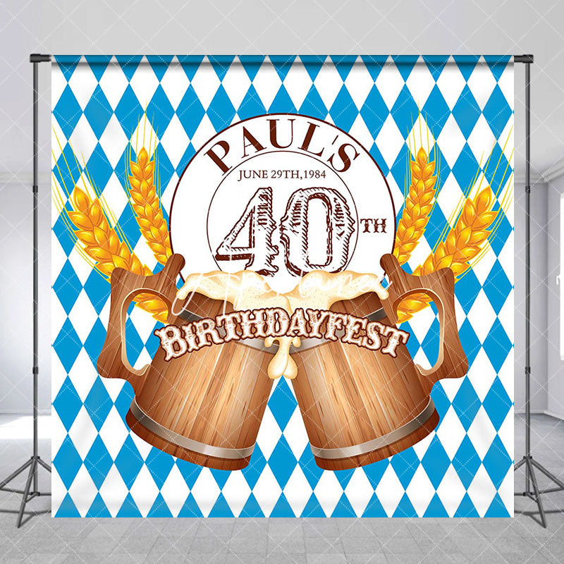 Aperturee - Custom Blue Rhombus Beer Birthdayfest Party Backdrop