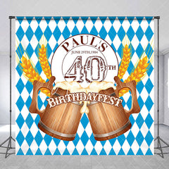 Aperturee - Custom Blue Rhombus Beer Birthdayfest Party Backdrop