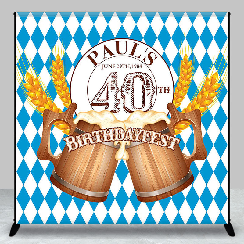 Aperturee - Custom Blue Rhombus Beer Birthdayfest Party Backdrop