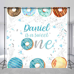 Aperturee - Custom Blue Sweet One Birthday Party Backdrop For Kid