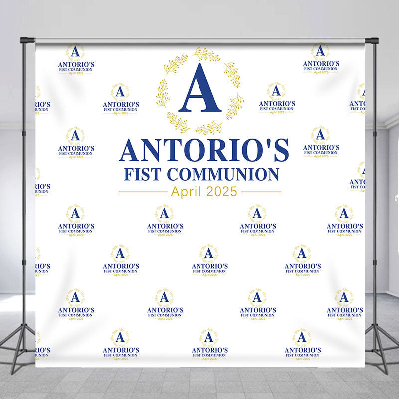 Aperturee - Custom Blue Words Step And Repeat Baptism Backdrop