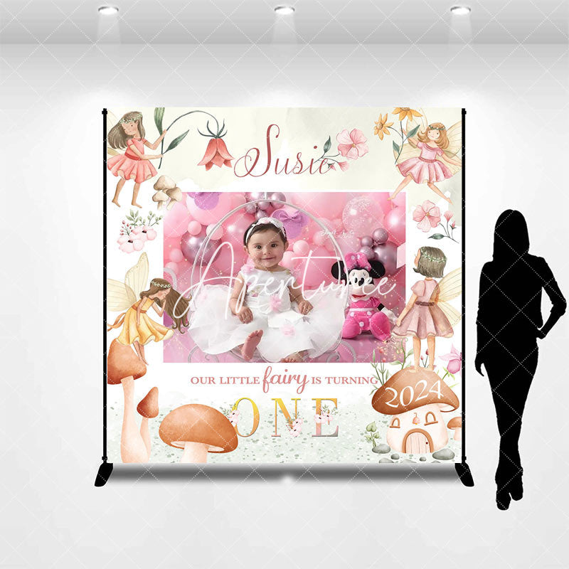 Aperturee - Custom Boho Elf Flower Photo 1st Birthday Backdrop