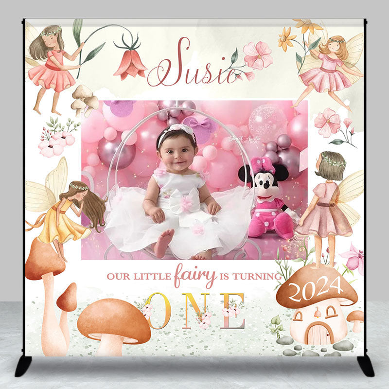 Aperturee - Custom Boho Elf Flower Photo 1st Birthday Backdrop