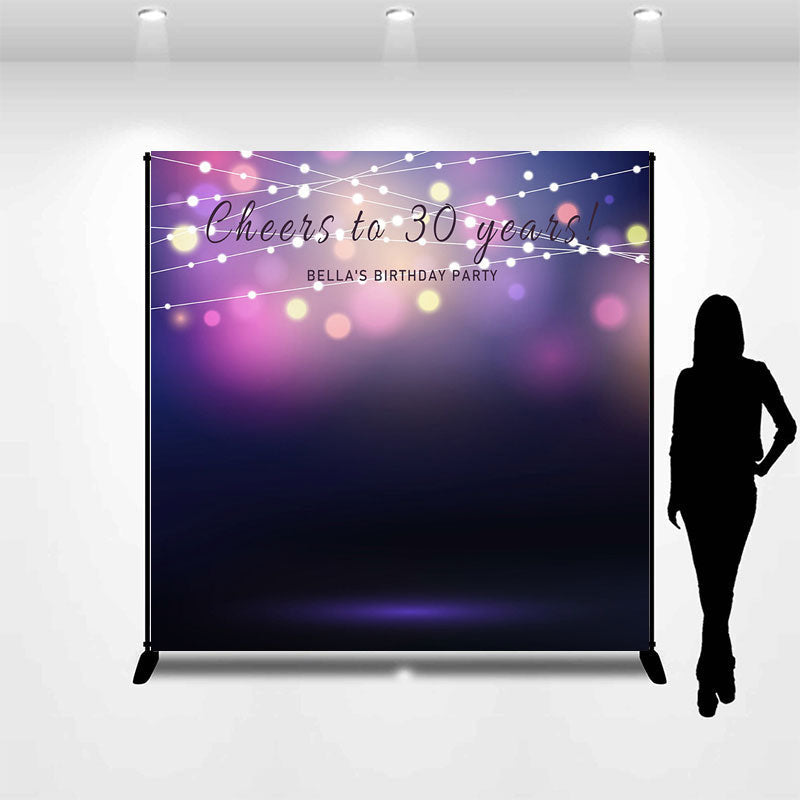 Aperturee - Custom Bokeh String Lights Purple Birthday Backdrop