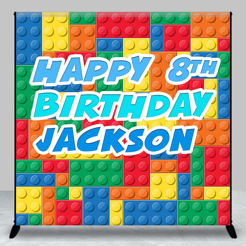 Aperturee - Custom Building Block Happy 8th Birthday Backdrop