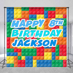 Aperturee - Custom Building Block Happy 8th Birthday Backdrop