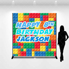 Aperturee - Custom Building Block Happy 8th Birthday Backdrop