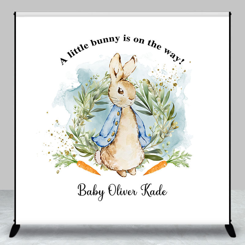 Aperturee - Custom Cartoon Bunny Carrot Baby Shower Backdrop