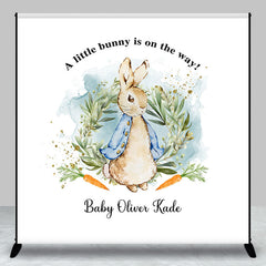 Aperturee - Custom Cartoon Bunny Carrot Baby Shower Backdrop