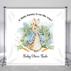 Aperturee - Custom Cartoon Bunny Carrot Baby Shower Backdrop