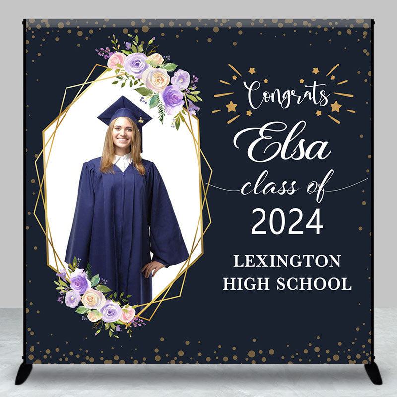 Aperturee - Custom Congrats Class Of 2024 Black Grad Backdrop