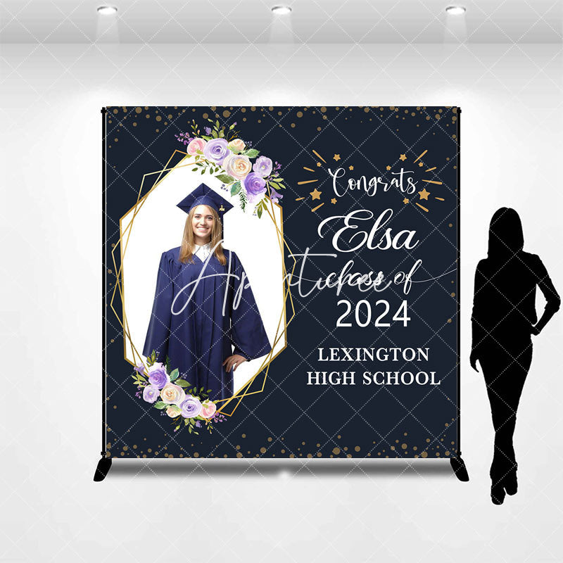 Aperturee - Custom Congrats Class Of 2024 Black Grad Backdrop