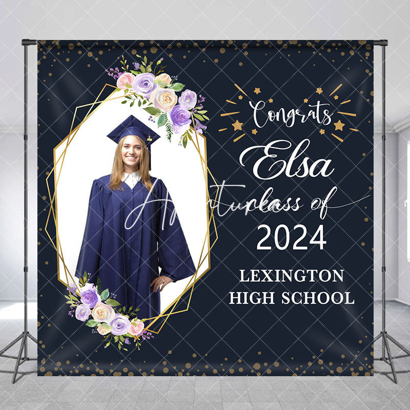 Aperturee - Custom Congrats Class Of 2024 Black Grad Backdrop