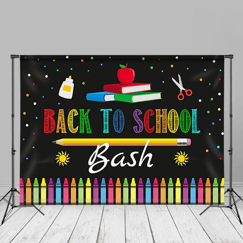 Aperturee - Custom Crayon Pencil Book Black Back To School Backdrop